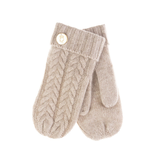 100% Cashmere Ladies Cable Rib Mittens Lightweight Beige - Heritage Of Scotland - LIGHTWEIGHT BEIGE