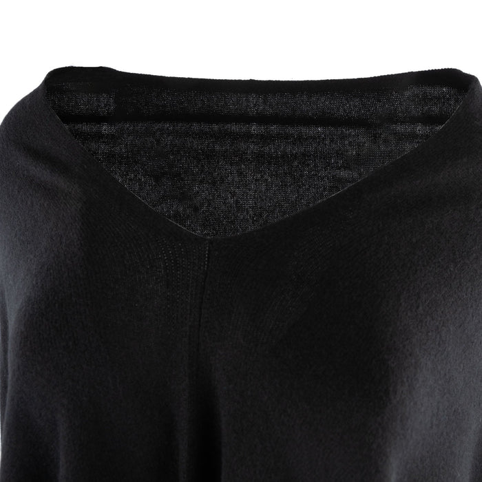 100% Cashmere Ladies Poncho Lt Black - Heritage Of Scotland - BLACK