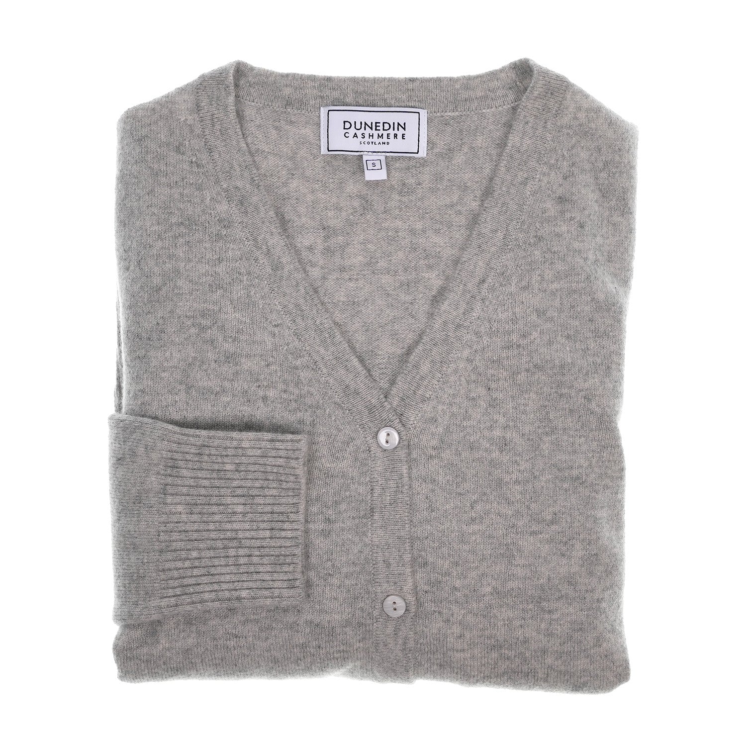 100% Cashmere Ladies V Neck Cardigan Oyster — Heritage Of Scotland