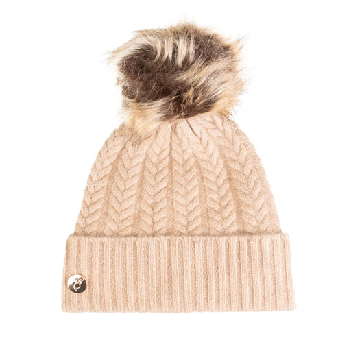 100% Cashmere New Georgie Hat Hazel/Dark Natural Pom - Heritage Of Scotland - HAZEL/DARK NATURAL POM