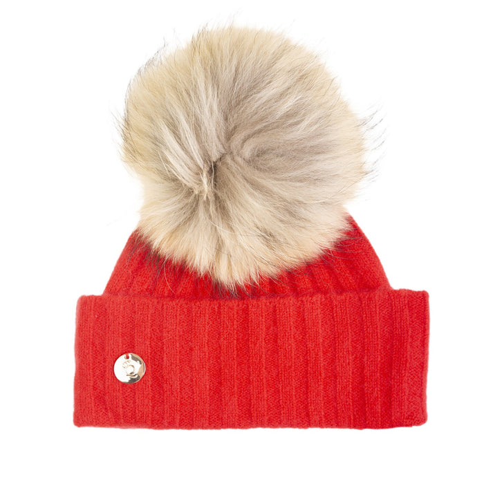 100% Cashmere New Hayley Rf Hat Crimson - Heritage Of Scotland - CRIMSON