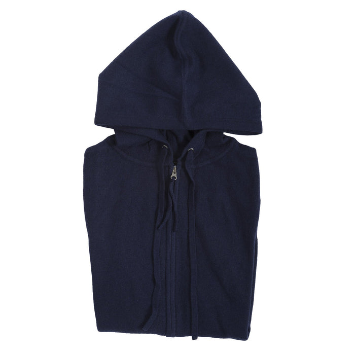 100% Cashmere Sleeveless Hoodie Navy - Heritage Of Scotland - NAVY