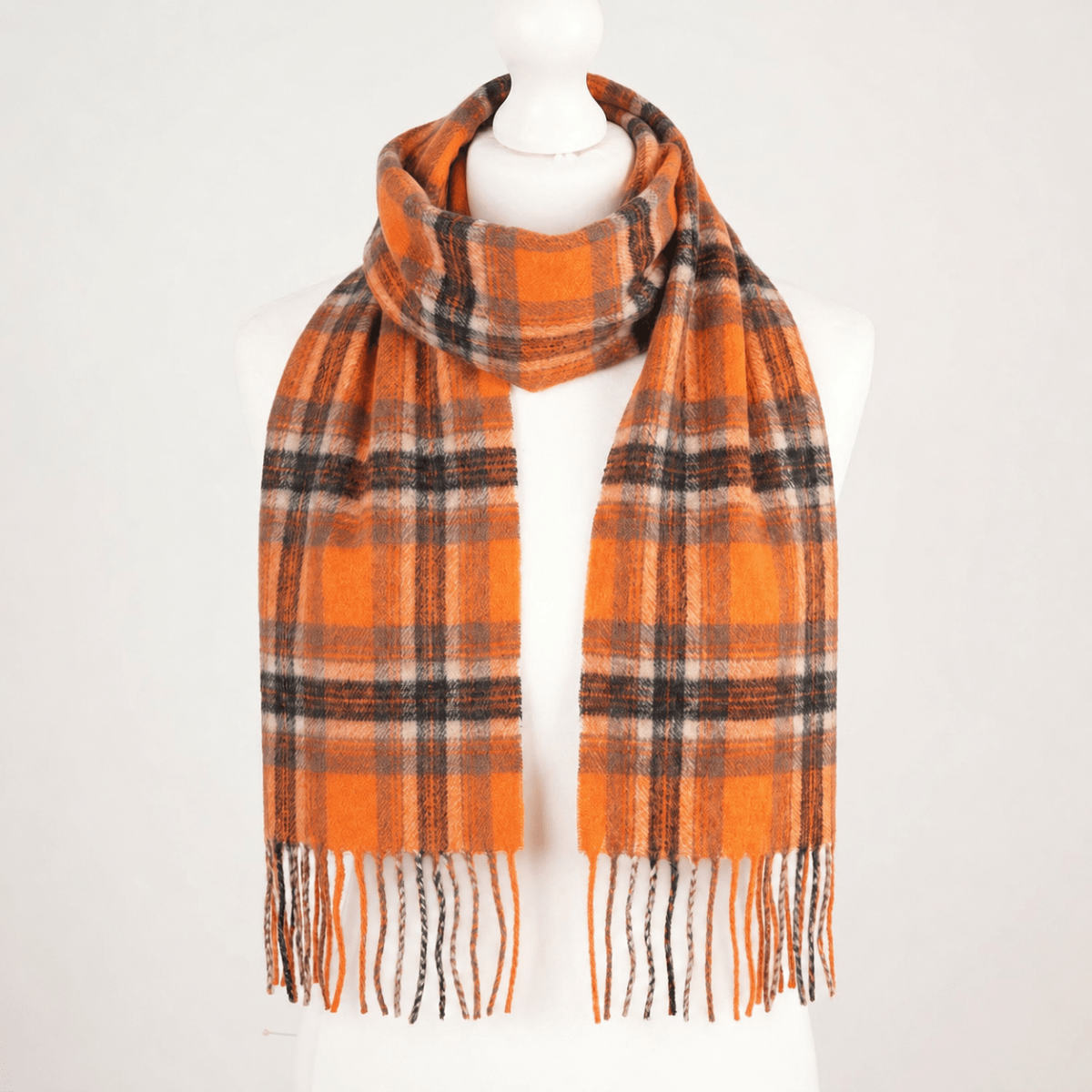 100% Cashmere Tartan Mini Scarf for Kids - Soft Children’s Luxury Scarf - BRIGHT ORANGE STEWART - Heritage Of Scotland -