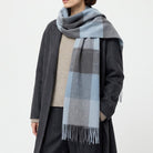 100% Lambswool Wide Scarf Soft Unisex Winter Wrap Heritage of Scotland - 3 SQUARE BLUE - Heritage Of Scotland -