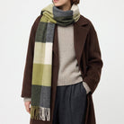 100% Lambswool Wide Scarf Soft Unisex Winter Wrap Heritage of Scotland - 3 SQUARE GREEN - Heritage Of Scotland -