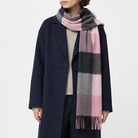 100% Lambswool Wide Scarf Soft Unisex Winter Wrap Heritage of Scotland - 3 SQUARE PINK - Heritage Of Scotland -