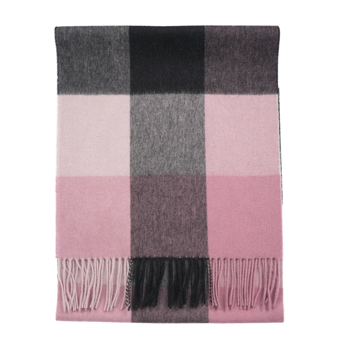 100% Lambswool Wide Scarf Soft Unisex Winter Wrap Heritage of Scotland - 3 SQUARE PINK - Heritage Of Scotland -