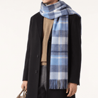 100% Lambswool Wide Scarf Soft Unisex Winter Wrap Heritage of Scotland - Coniston - Wedgewood Blue - Heritage Of Scotland -