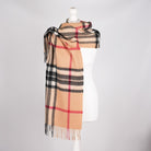 100% Lambswool Wide Scarf Soft Unisex Winter Wrap Heritage of Scotland - Enlarged Off Centred Scotty Thomson Camel - Heritage Of Scotland -