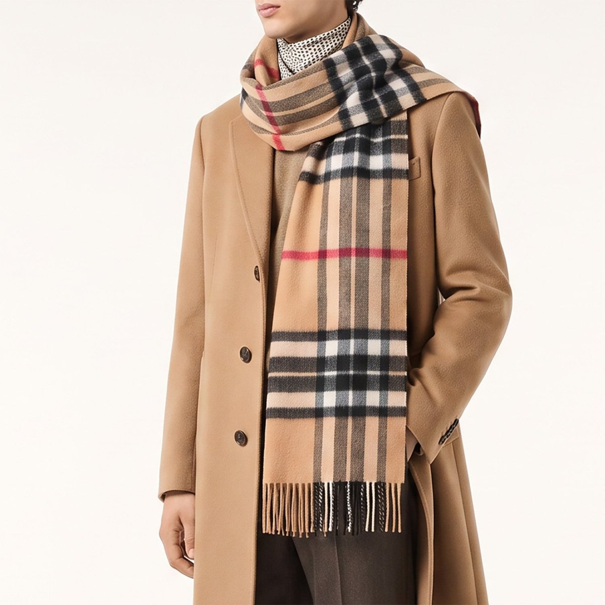 100% Lambswool Wide Scarf Soft Unisex Winter Wrap Heritage of Scotland - Enlarged Off Centred Scotty Thomson Camel - Heritage Of Scotland -