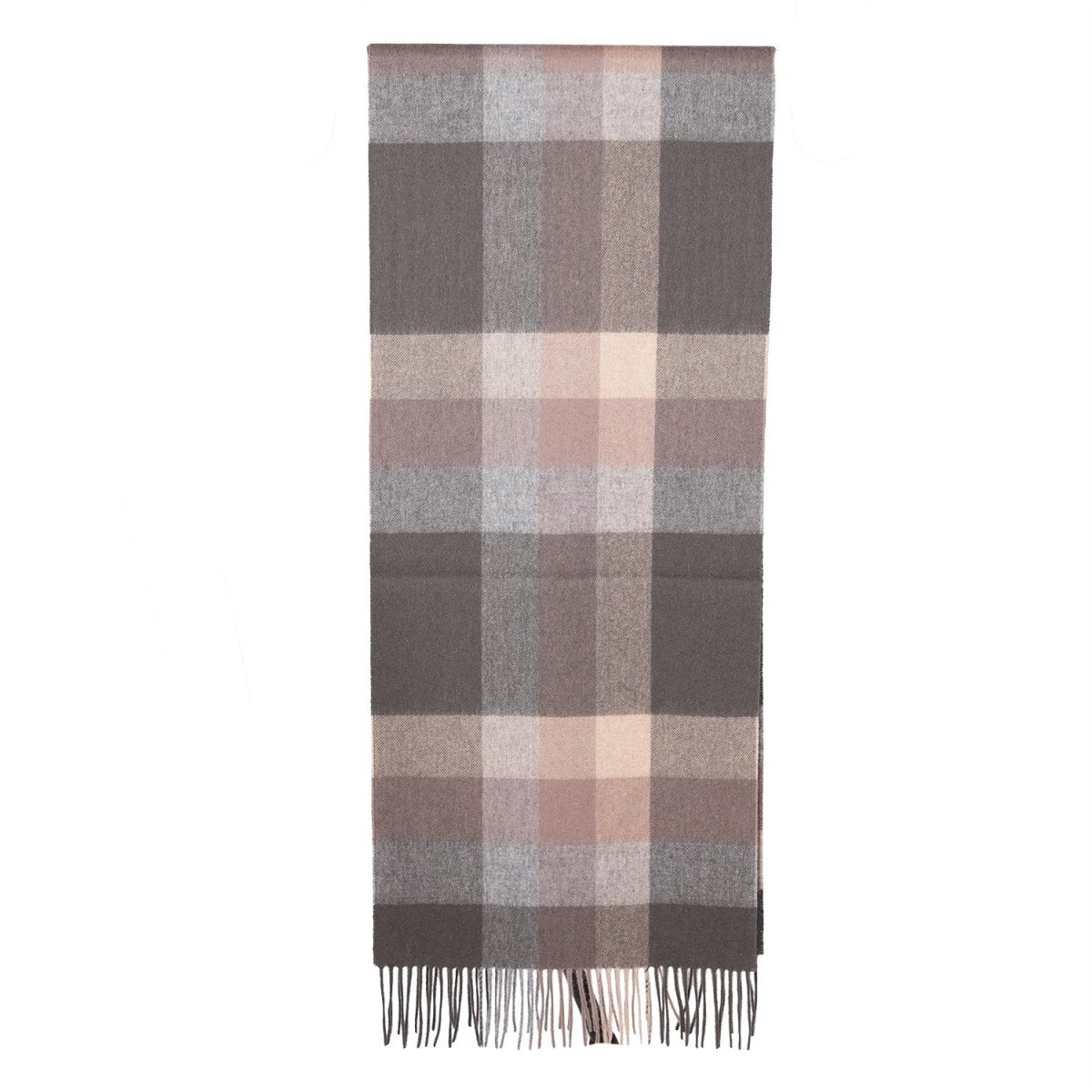 100% Lambswool Wide Scarf Soft Unisex Winter Wrap Heritage of Scotland - Galaxy Check Deep Taupe - Heritage Of Scotland -