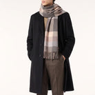 100% Lambswool Wide Scarf Soft Unisex Winter Wrap Heritage of Scotland - Galaxy Check Deep Taupe - Heritage Of Scotland -