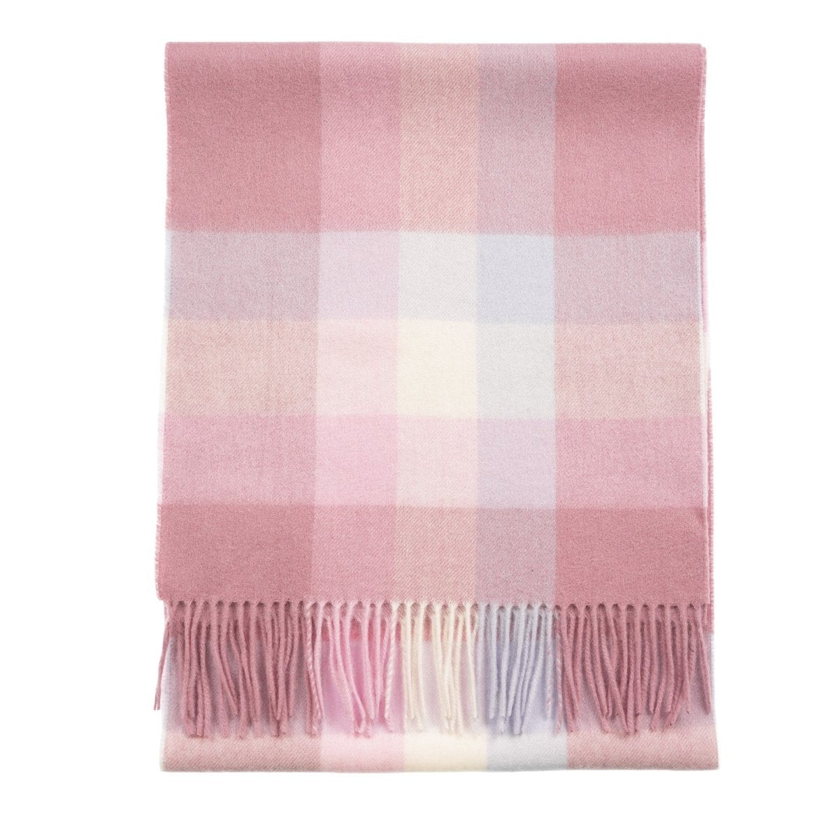 100% Lambswool Wide Scarf Soft Unisex Winter Wrap Heritage of Scotland - Galaxy Check Light Pink - Heritage Of Scotland -