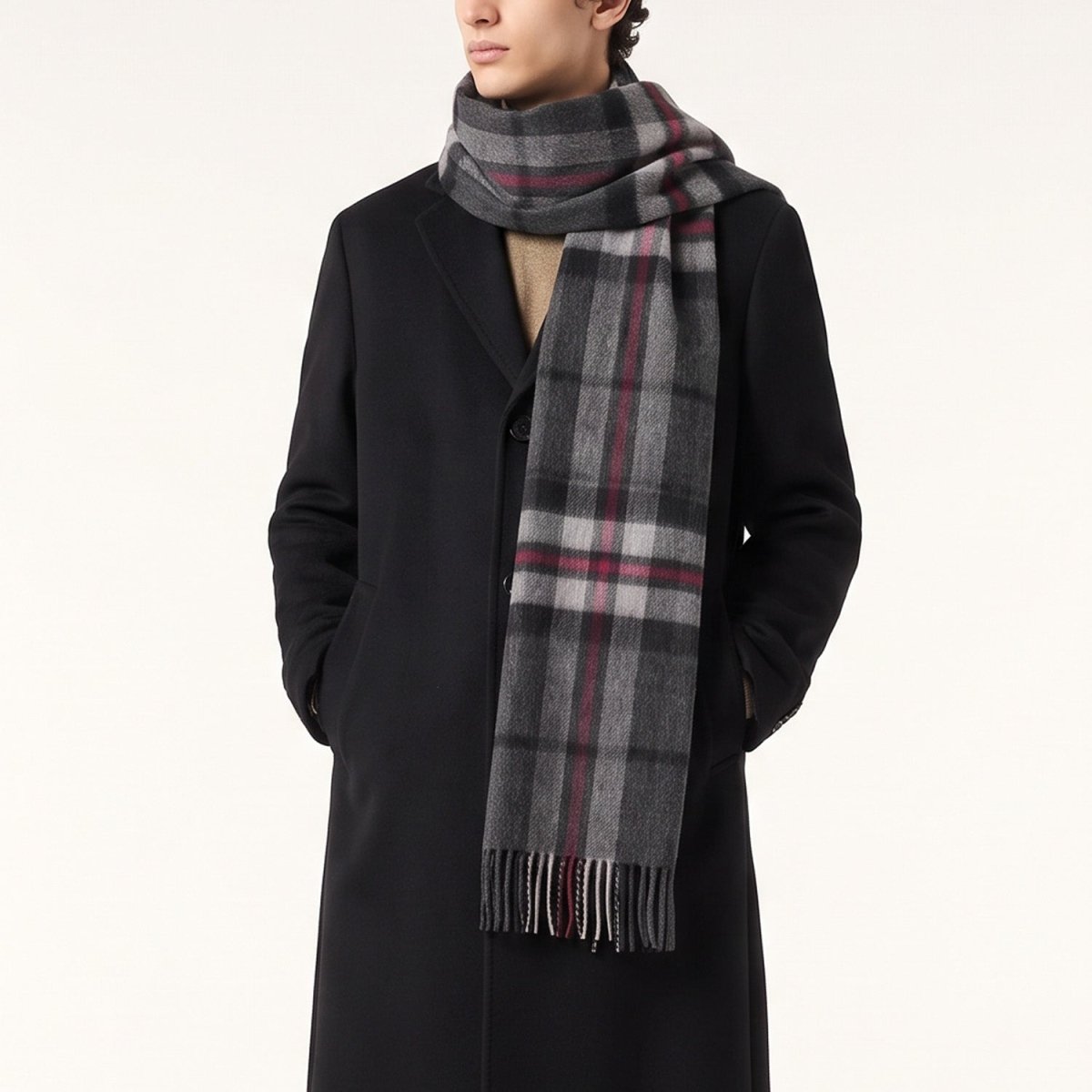 100% Lambswool Wide Scarf Soft Unisex Winter Wrap Heritage of Scotland - Thomson Charcoal - Heritage Of Scotland -