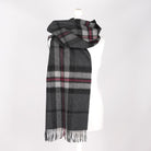 100% Lambswool Wide Scarf Soft Unisex Winter Wrap Heritage of Scotland - Thomson Charcoal - Heritage Of Scotland -
