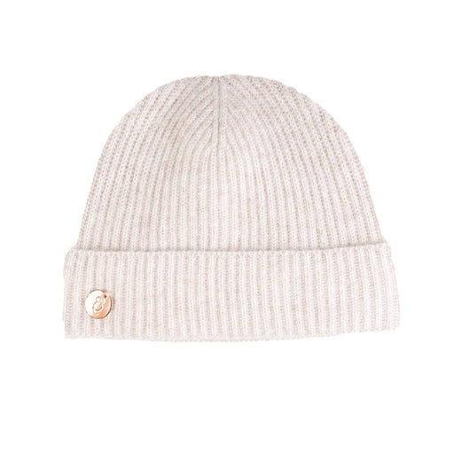 100% Luxury Cashmere Rib Turn - Up Hat Lightweight Beige - Heritage Of Scotland - LIGHTWEIGHT BEIGE