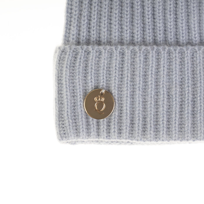 100% Luxury Cashmere Rib Turn - Up Hat Moonblue - Heritage Of Scotland - MOONBLUE