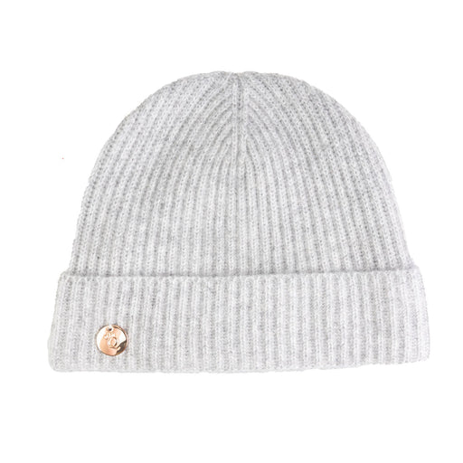 100% Luxury Cashmere Rib Turn - Up Hat Silver Clay - Heritage Of Scotland - SILVER CLAY