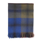 100% Pure Lambswool Blanket Throw – Luxury Soft Warm Wool Blanket - Home Décor - Block Check Indigo Blue - Heritage Of Scotland -