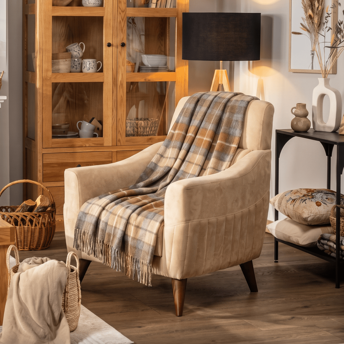 100% Pure Lambswool Blanket Throw – Luxury Soft Warm Wool Blanket - Home Décor - Buchanan Natural - Heritage Of Scotland -