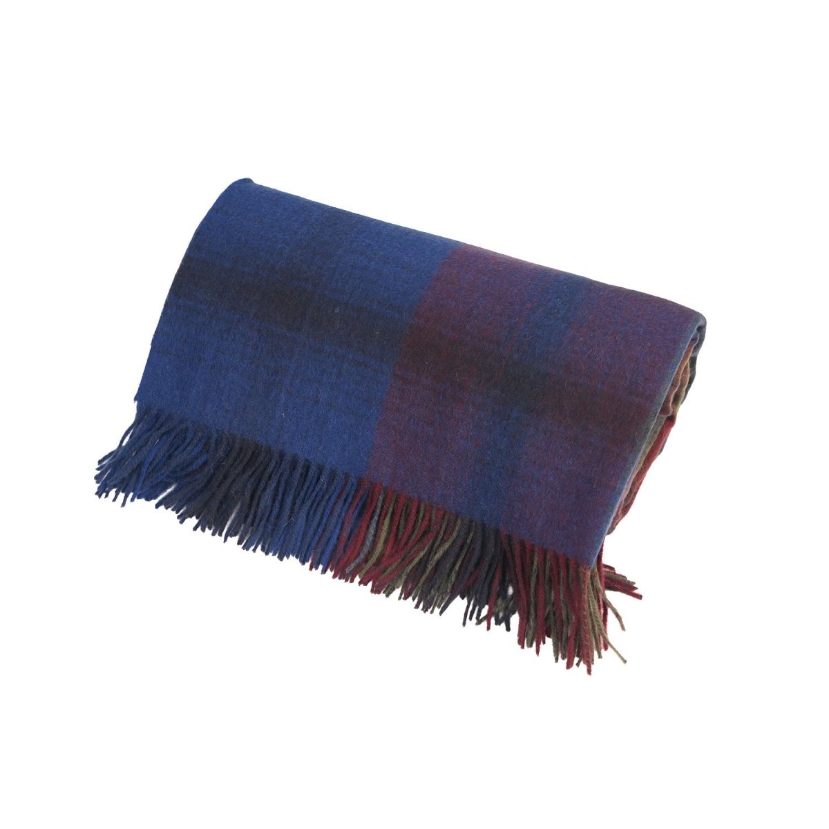 100% Pure Lambswool Blanket Throw – Luxury Soft Warm Wool Blanket - Home Décor - GRADED BLOCK CHECK INDIGO BLUE - Heritage Of Scotland -