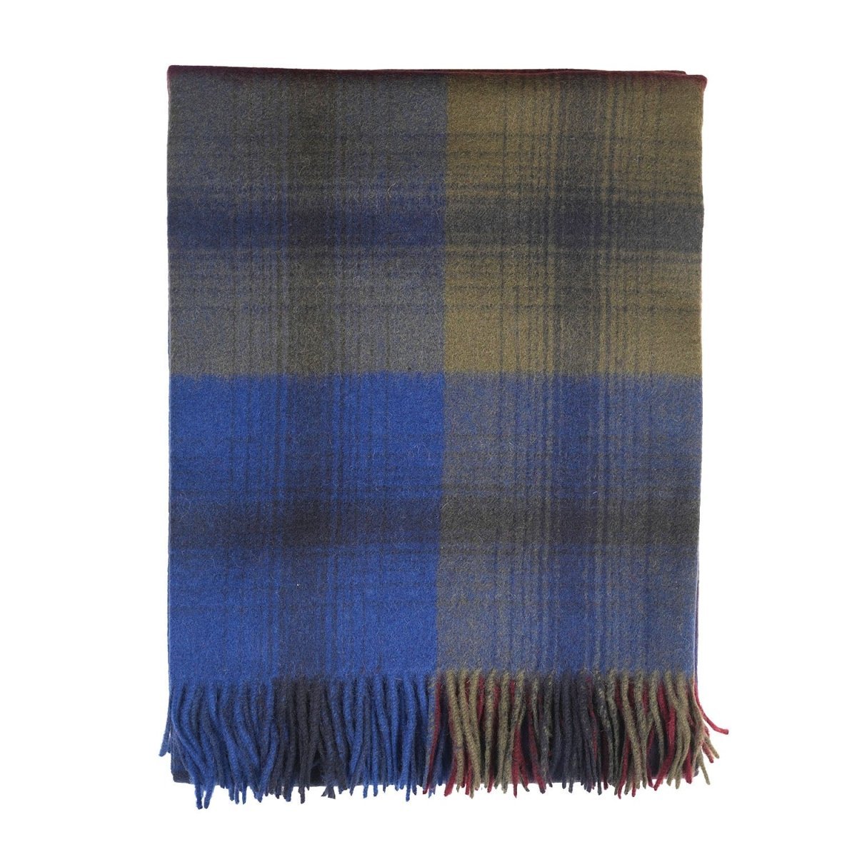 100% Pure Lambswool Blanket Throw – Luxury Soft Warm Wool Blanket - Home Décor - GRADED BLOCK CHECK INDIGO BLUE - Heritage Of Scotland -