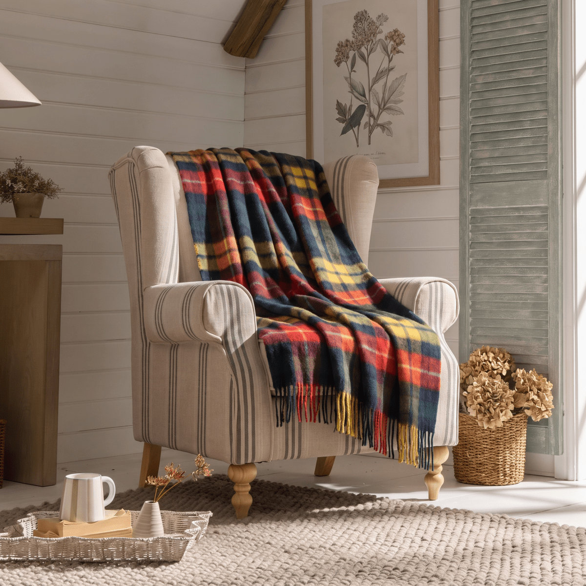 100% Pure Lambswool Tartan Blanket – Luxury Soft Warm Plaid Wool Throw - Home Décor - Buchanan Modern - Heritage Of Scotland -
