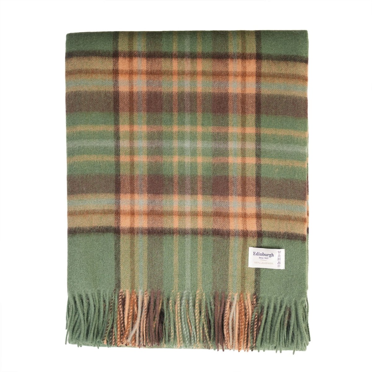 100% Pure Lambswool Tartan Blanket – Luxury Soft Warm Plaid Wool Throw - Home Décor - Royal Stewart Vintage Green - Heritage Of Scotland -