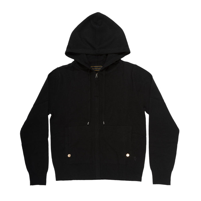 30% Cashmere Freya Hoodie Black - Heritage Of Scotland - BLACK