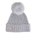 30% Cashmere Ladies Ava Rib Pom Pom Hat Cloudy/Grey Mix Pom - Heritage Of Scotland - CLOUDY/GREY MIX POM