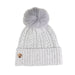 30% Cashmere Ladies Evecable Pom Pom Hat Pearl River/River Grey Pom - Heritage Of Scotland - PEARL RIVER/RIVER GREY POM