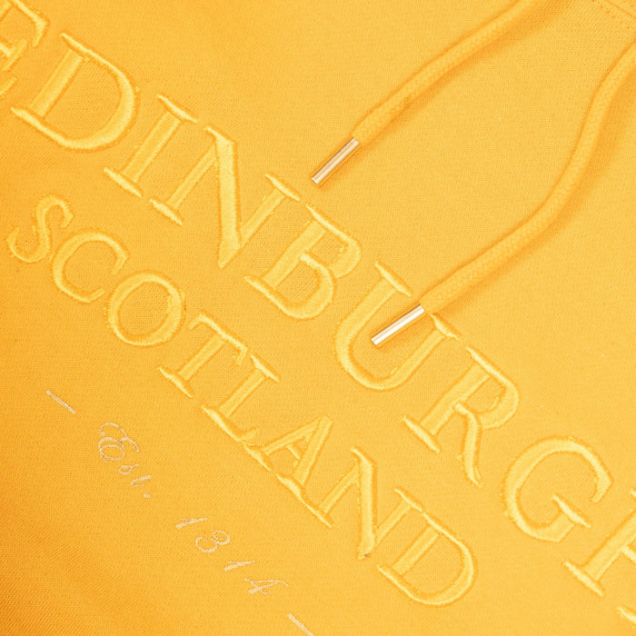 3D Emb Edin/Scot Adults Hooded Top Mustard - Heritage Of Scotland - MUSTARD