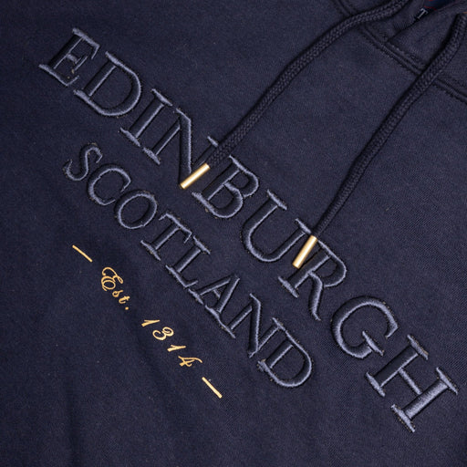 3D Emb Edin/Scot Adults Hooded Top Navy - Heritage Of Scotland - NAVY