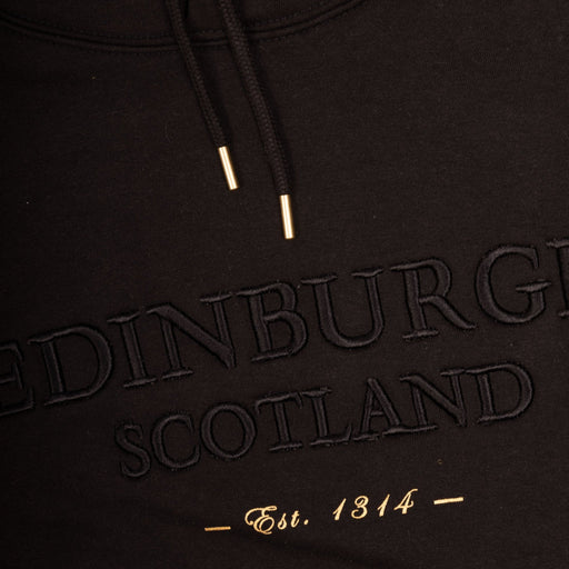 3D Emb Edin/Scot Kids Hooded Top Black - Heritage Of Scotland - BLACK