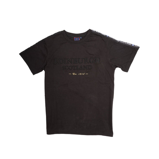 3D Embroidered Edin/Scot T-Shirt Black - Heritage Of Scotland - BLACK