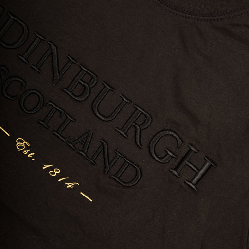 3D Embroidered Edin/Scot T-Shirt Black - Heritage Of Scotland - BLACK