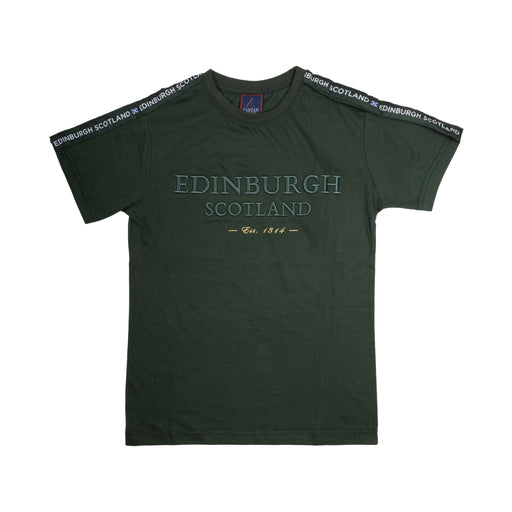 3D Embroidered Edin/Scot T-Shirt Bottle Green - Heritage Of Scotland - BOTTLE GREEN