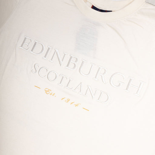3D Embroidered Edin/Scot T-Shirt Cream - Heritage Of Scotland - CREAM