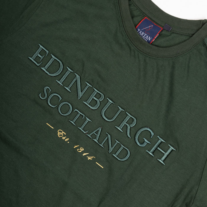 3D Embroidered Edin/Scot T-Shirt Bottle Green