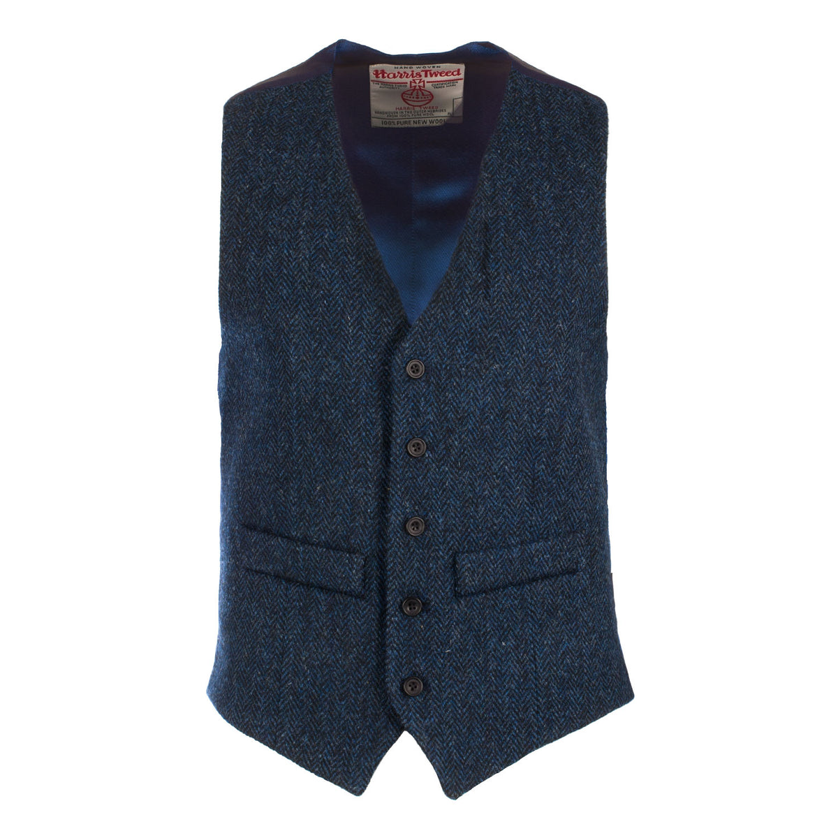 Men's Harris Tweed Lewis Waistcoat BLUE HERRINGBONE | Heritage of Sco ...