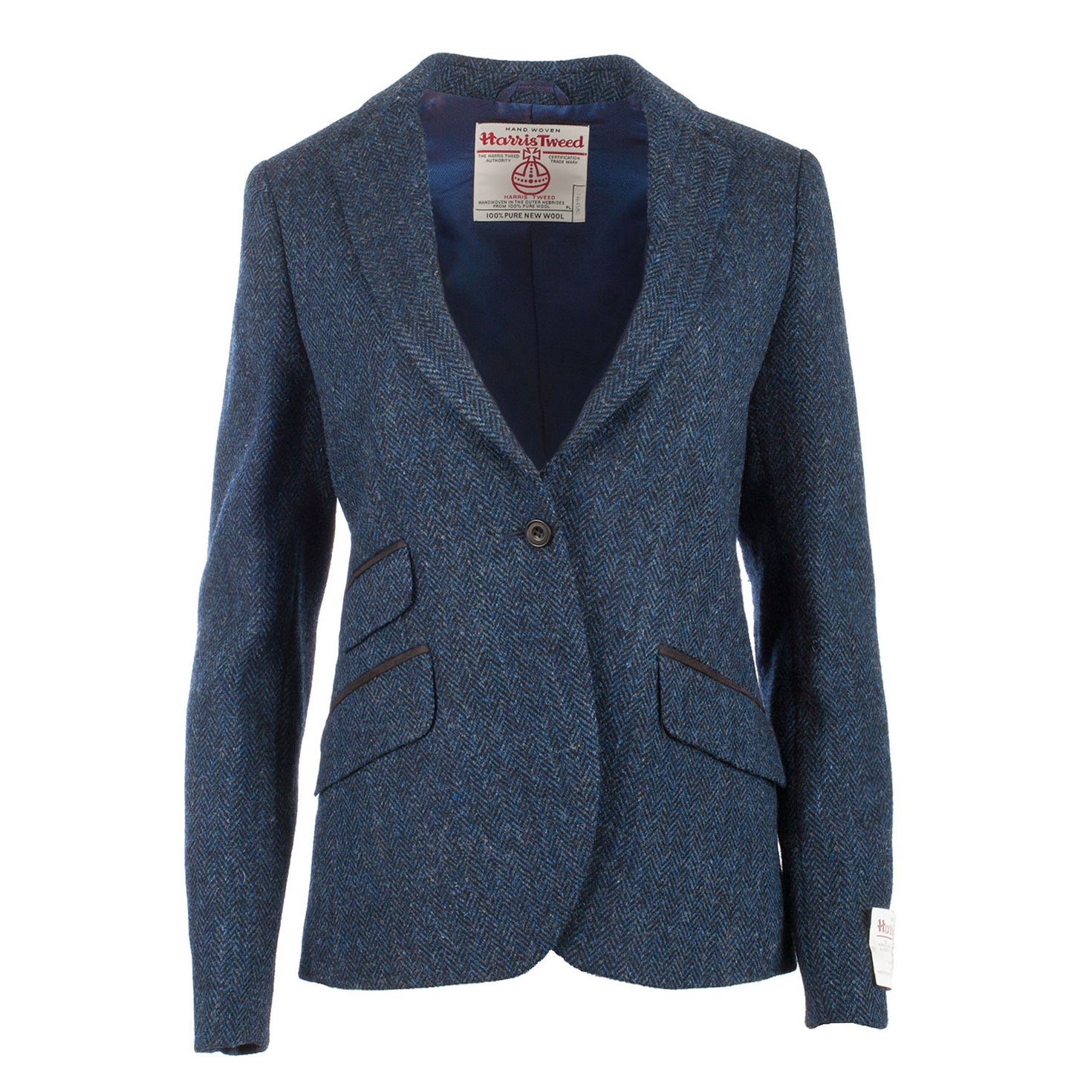 Women's Harris Tweed Iona Jacket BLUE HERRINGBONE | Heritage of Scotl ...