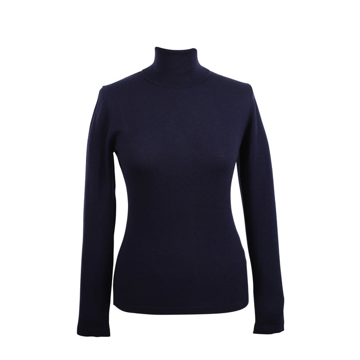 100% Merino Ladies Polo Neck Sweater Eclipse