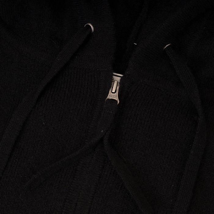 100% Cashmere Ladies Hoodie Black