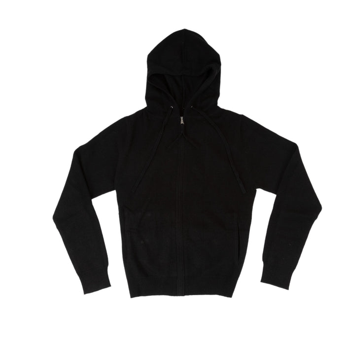 100% Cashmere Ladies Hoodie Black