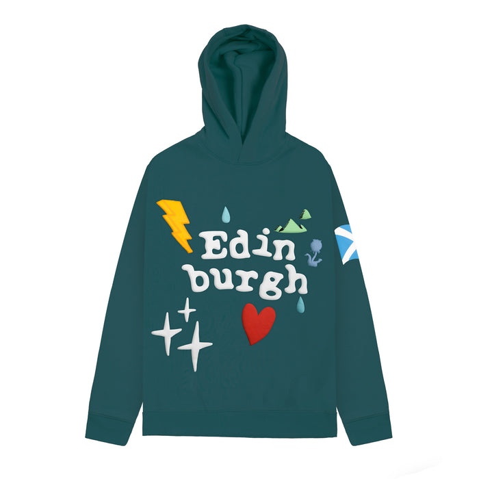 Adults Edin 3D Puff Printed Hooded Top Teal