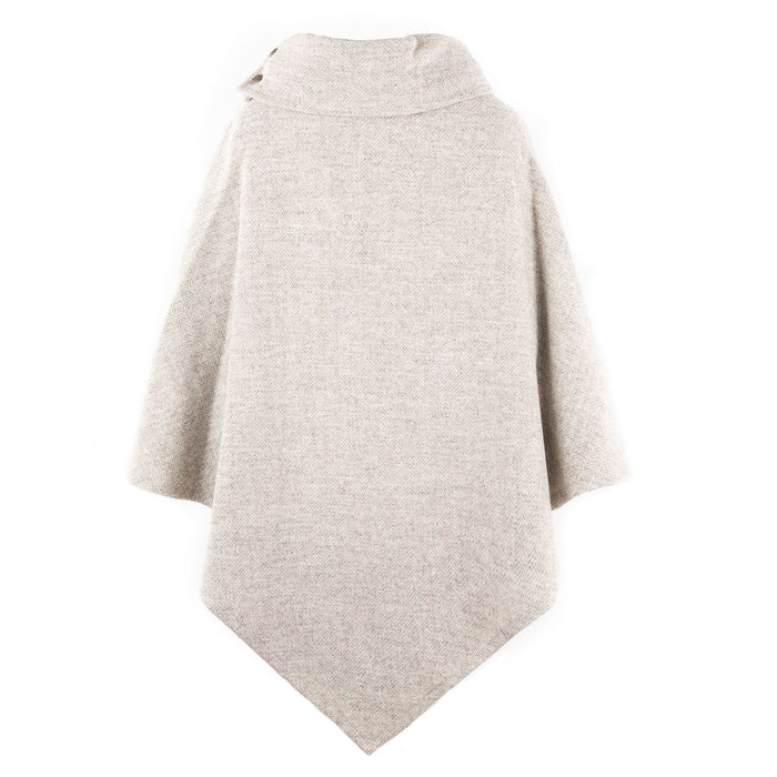 Ladies Harris Tweed Poncho Lt Natural Herringbone