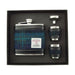 6Oz H/ Tweed Hip Flask Gift Set Gift Box Blue / Turquoise Overcheck - Heritage Of Scotland - Blue / Turquoise Overcheck