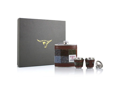 6Oz H/ Tweed Hip Flask Gift Set Gift Box Macleod Tartan - Heritage Of Scotland - MacLeod Tartan