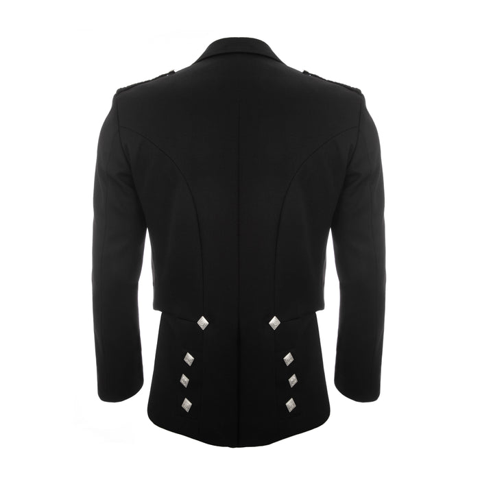 Men's Prince Charlie Kilt Jacket With 3 Button Waistcoat Black