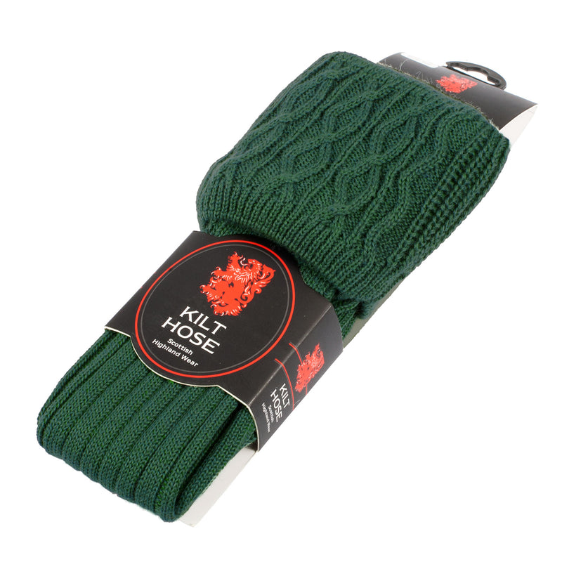 Adults Plain 10%Wool Mix Kilt Socks Bottle Green